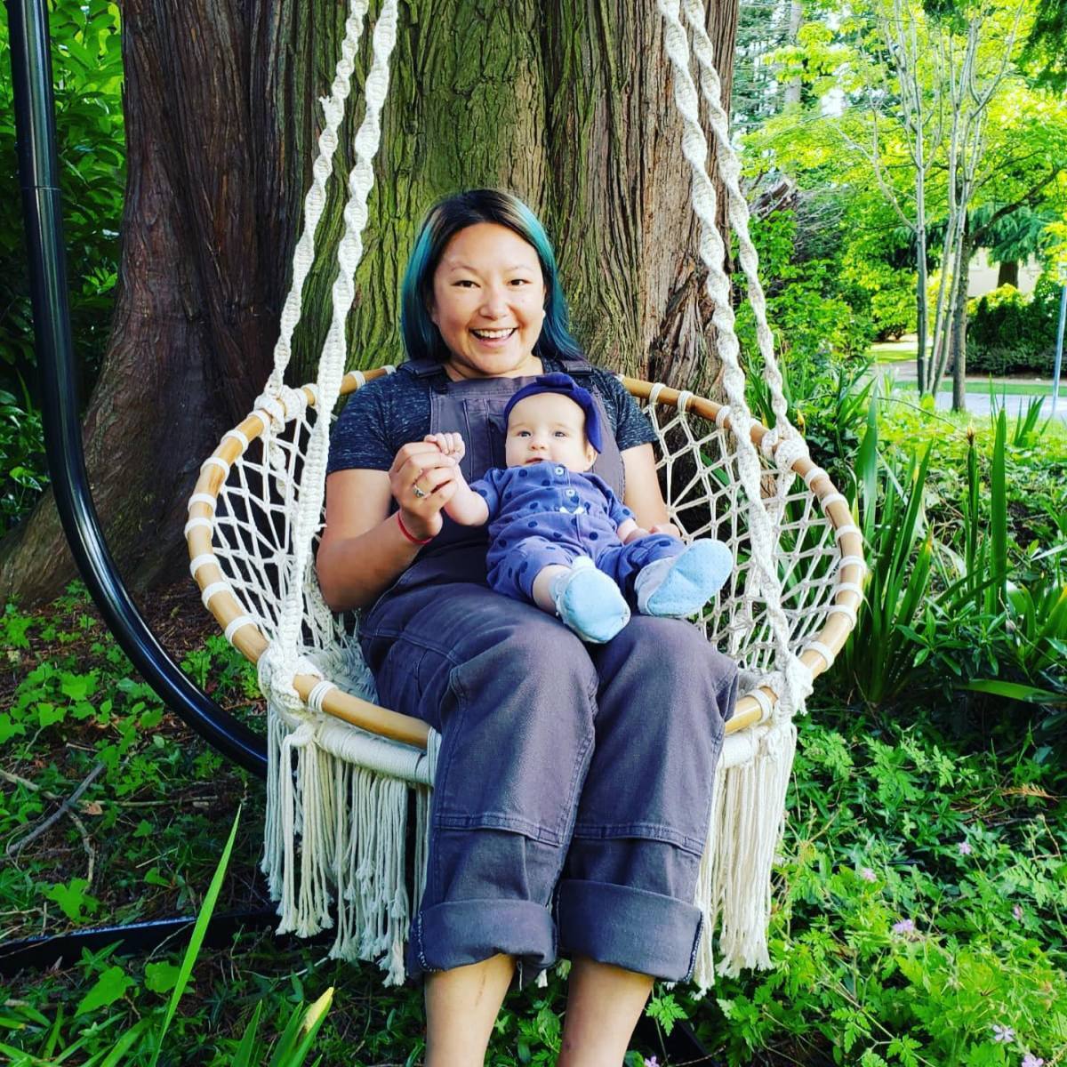 Hanging with Irie in my chair swing